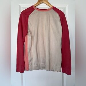 Ted Baker Crewneck Sweater with Coral and Red Trim (Medium)